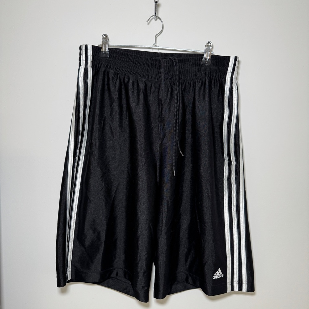 Adidas Men's Black Shorts with White Stripes Dazzle Basketball 2000s Y2K